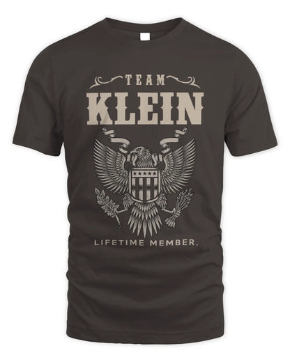 KLEIN TP06-K82 – Personalized Classic Style Apparel “Team NAME Lifetime Member” - Unisex Standard T-Shirt - Dark Chocolate