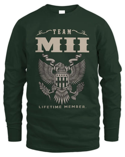 MII TP06-K82 – Personalized Classic Style Apparel “Team NAME Lifetime Member” - Men's Long Sleeved T-Shirt - Forest Green