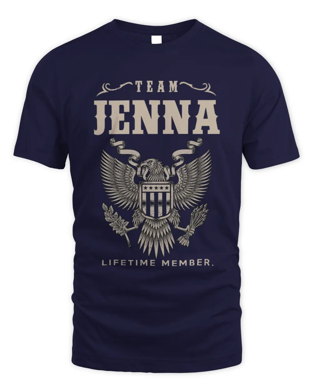 JENNA TP06-K82 – Personalized Classic Style Apparel “Team NAME Lifetime Member” - Unisex Standard T-Shirt - Navy