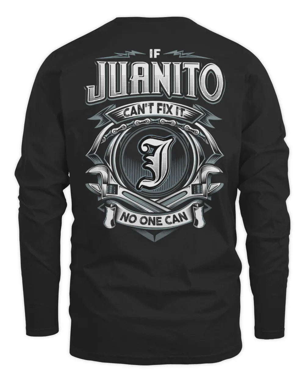 JUANITO AP81-K4-626 - Personalized Ahmed Quote Apparel “If Ahmed Can't Fix It, No One Can” - Men's Long Sleeved T-Shirt - Black