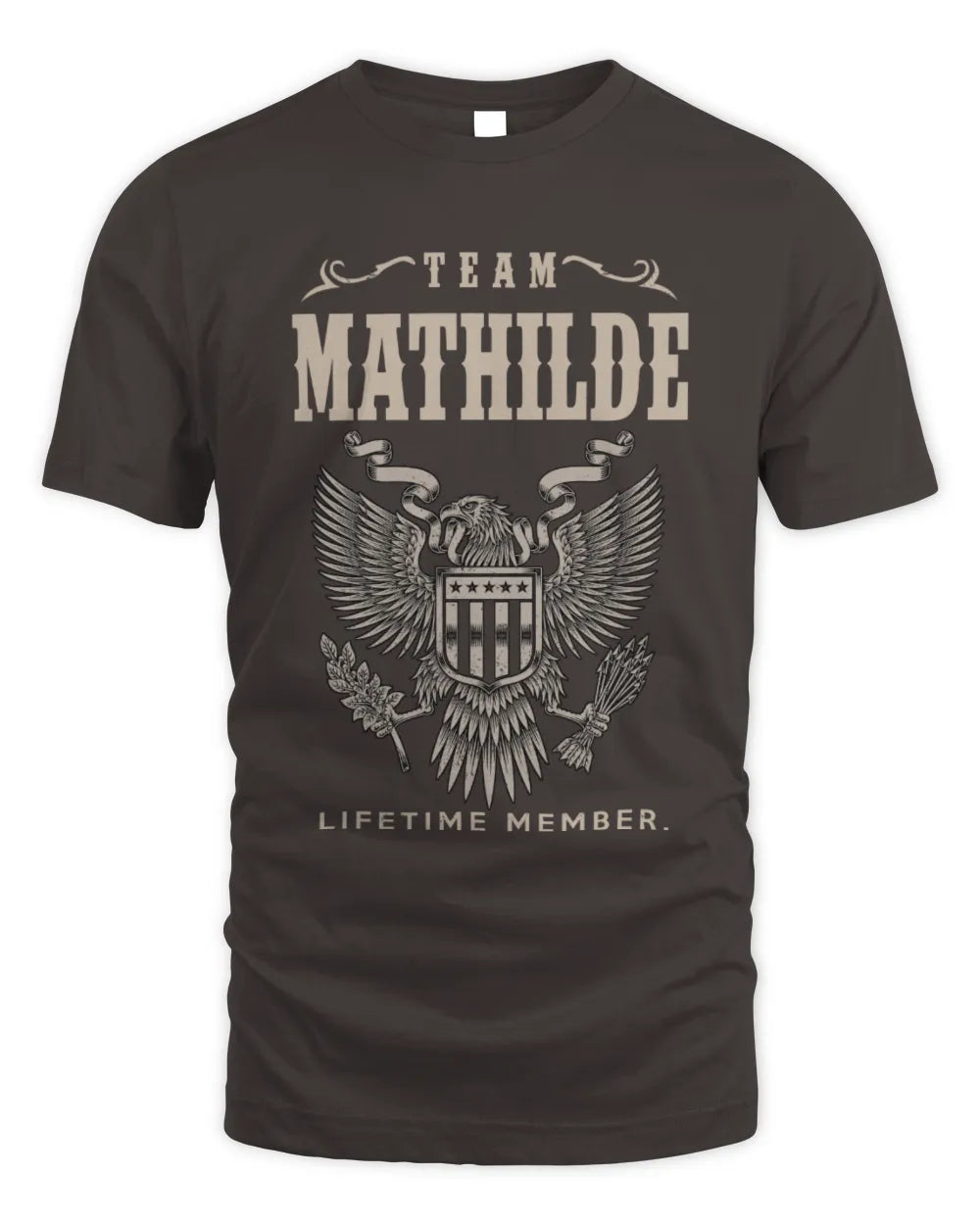 MATHILDE TP06-K82 – Personalized Classic Style Apparel “Team NAME Lifetime Member” - Unisex Standard T-Shirt - Dark Chocolate