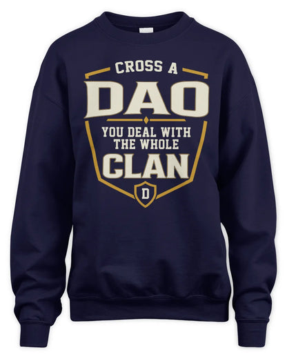DAO NT1-K008 Cross A/An NAME, You Deal With the Whole Clan | Personalized Vintage T-Shirt - Unisex Sweatshirt - Navy