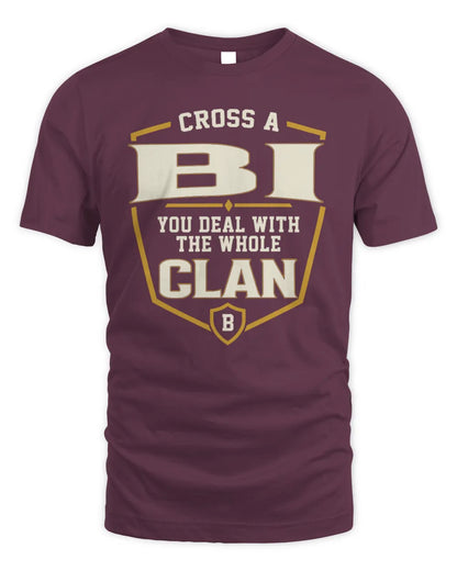BI NT1-K008 Cross A/An NAME, You Deal With the Whole Clan | Personalized Vintage T-Shirt - Unisex Standard T-Shirt - Maroon