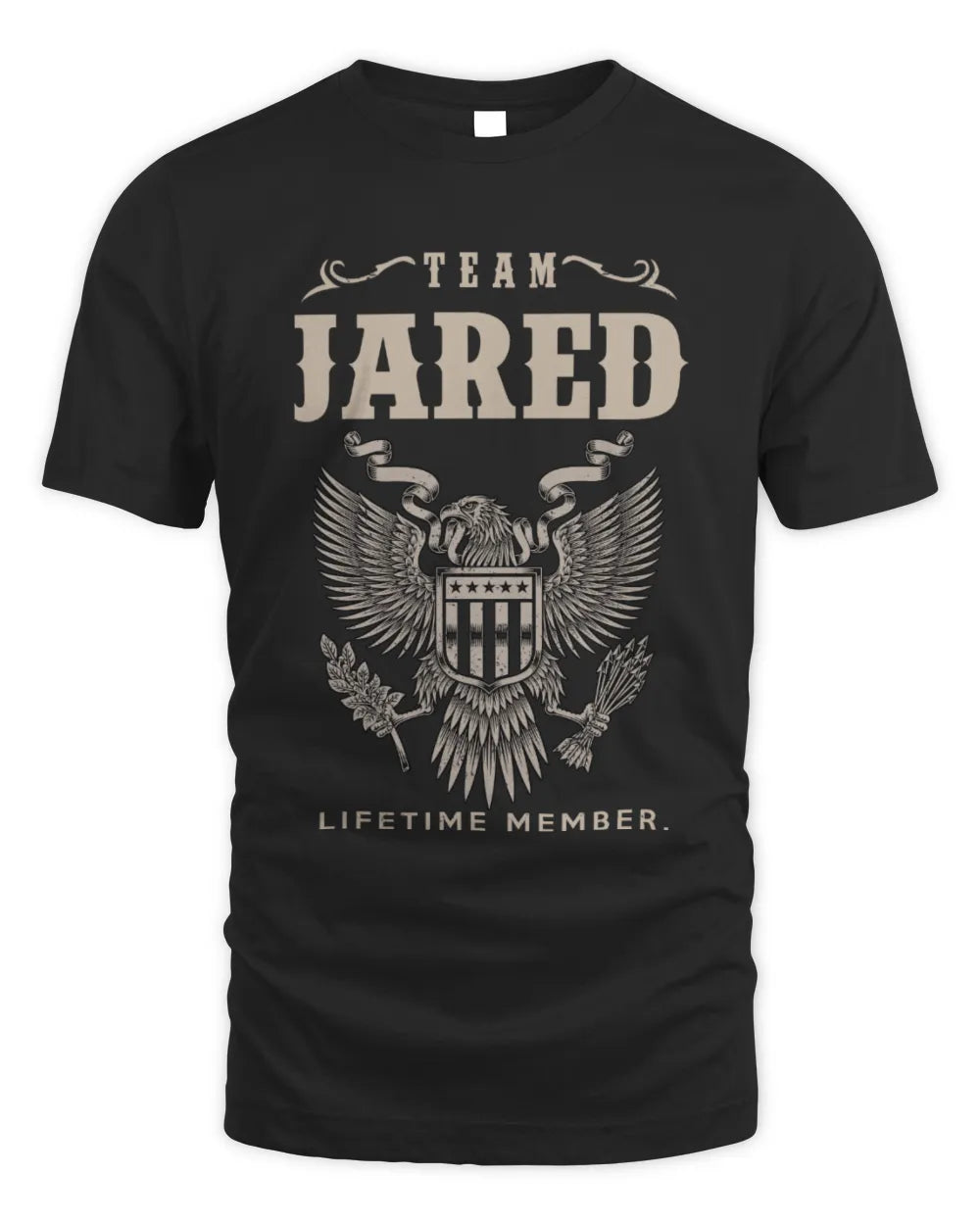 JARED TP06-K82 – Personalized Classic Style Apparel “Team NAME Lifetime Member” - Unisex Standard T-Shirt - Black