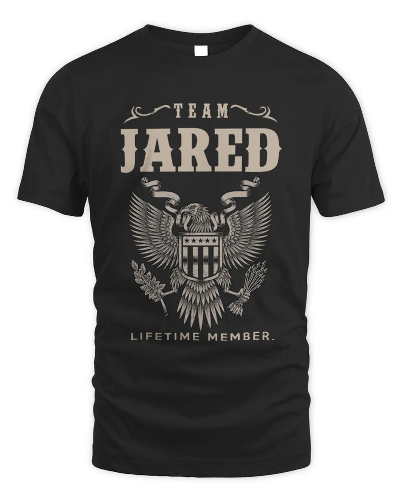 JARED TP06-K82 – Personalized Classic Style Apparel “Team NAME Lifetime Member” - Unisex Standard T-Shirt - Black