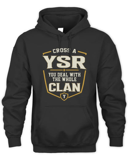 YSR NT1-K008 Cross A/An NAME, You Deal With the Whole Clan | Personalized Vintage T-Shirt - Unisex Hoodie - Black