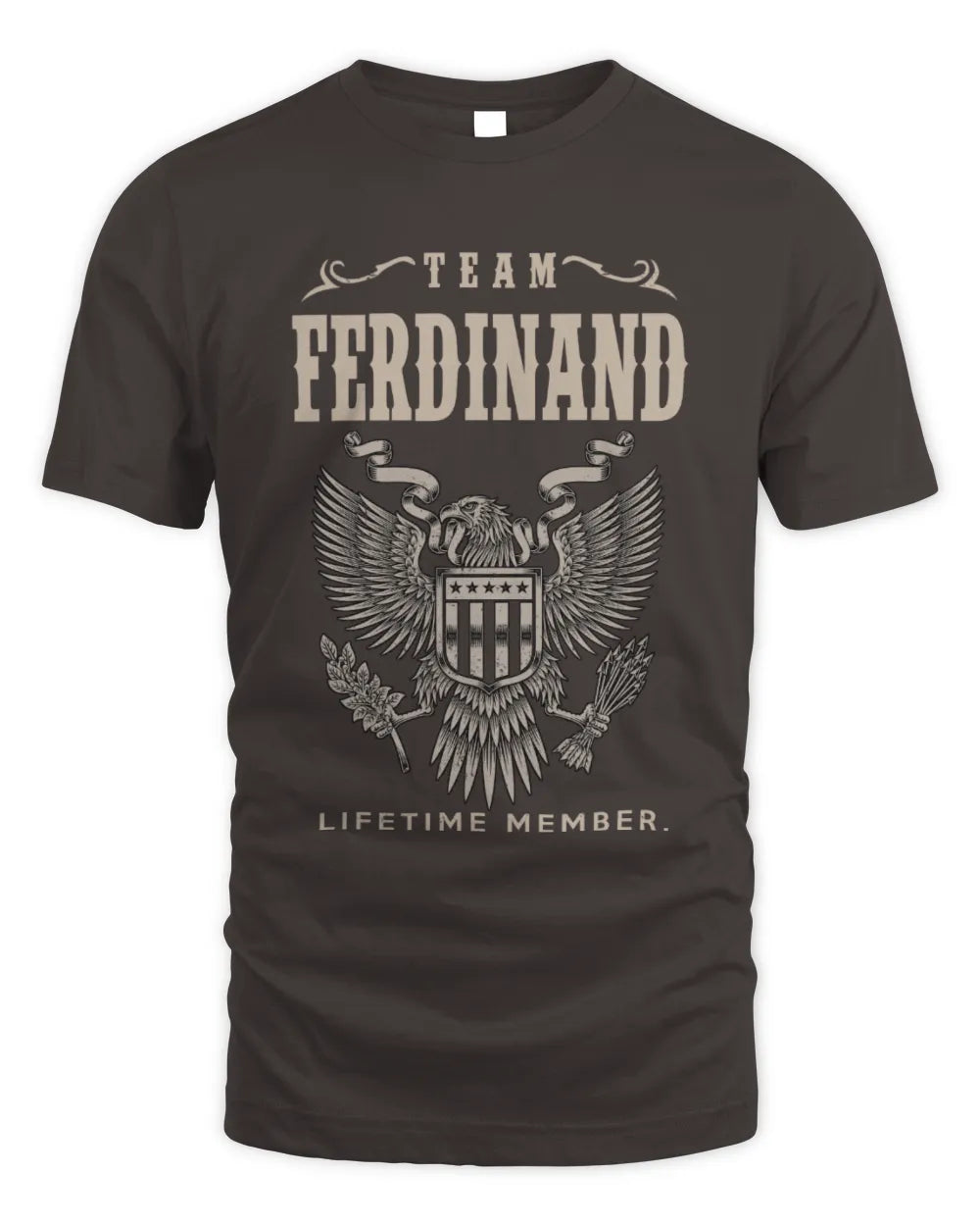 FERDINAND TP06-K82 – Personalized Classic Style Apparel “Team NAME Lifetime Member” - Unisex Standard T-Shirt - Dark Chocolate