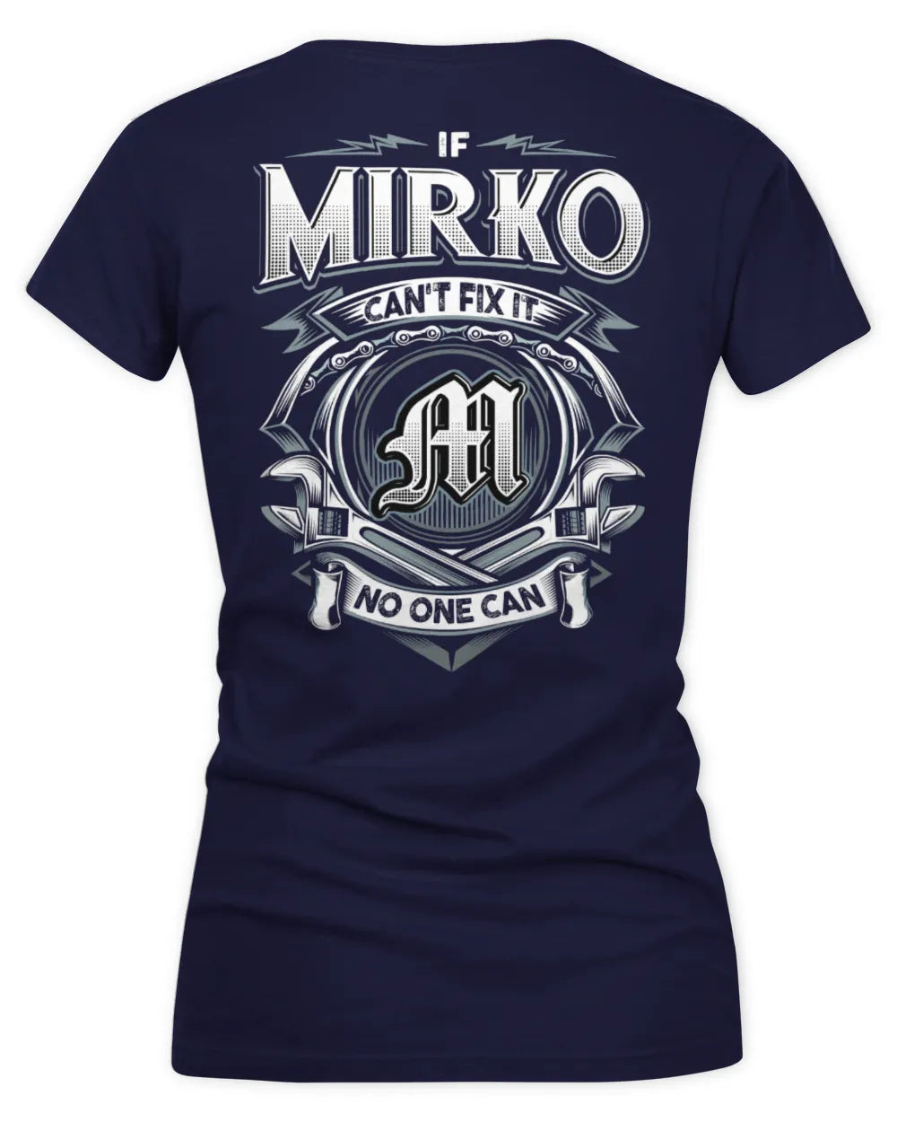MIRKO AP81-K4-626 - Personalized Ahmed Quote Apparel “If Ahmed Can't Fix It, No One Can” - Women's V-Neck T-Shirt - Navy