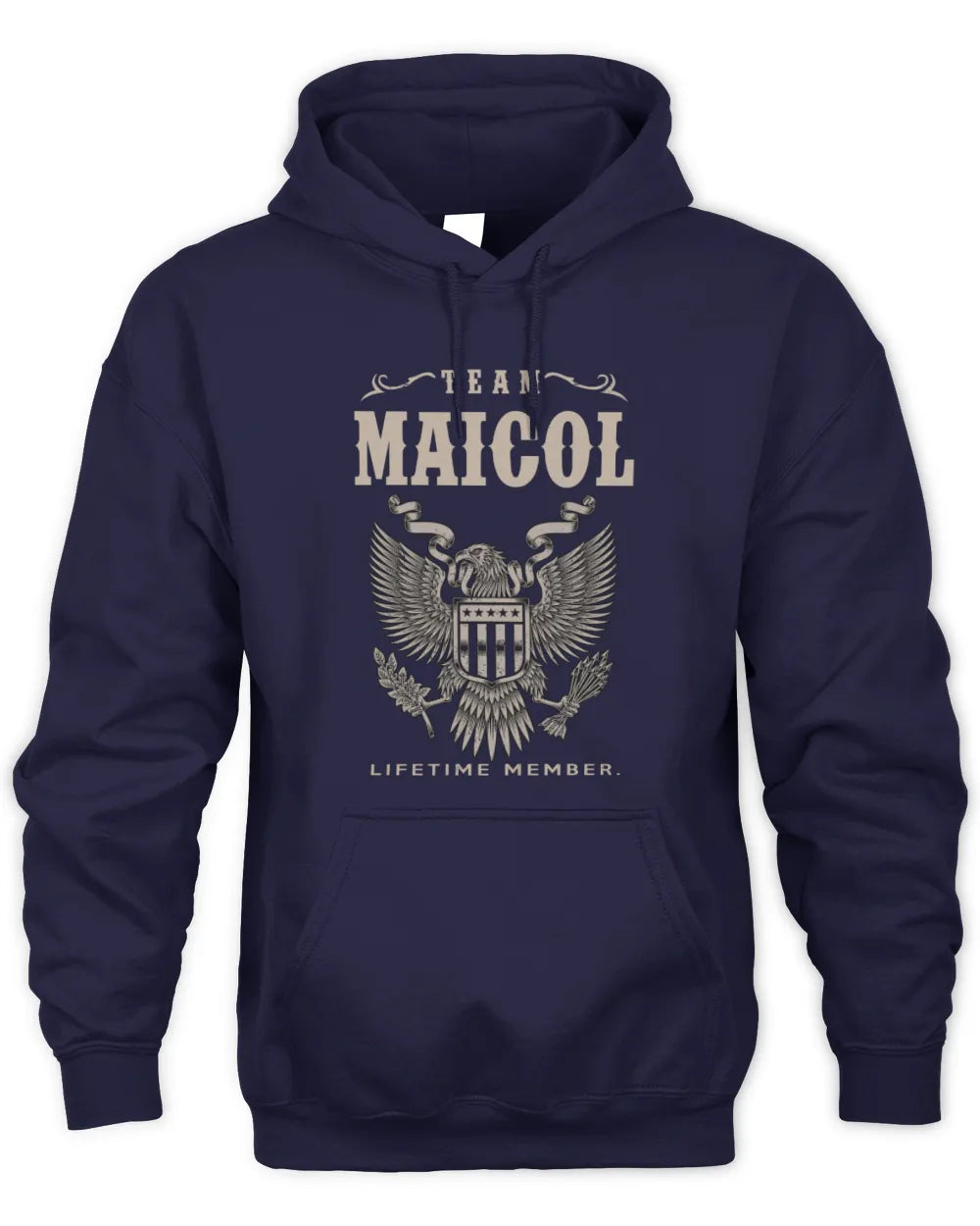 MAICOL TP06-K82 – Personalized Classic Style Apparel “Team NAME Lifetime Member” - Unisex Hoodie - Navy