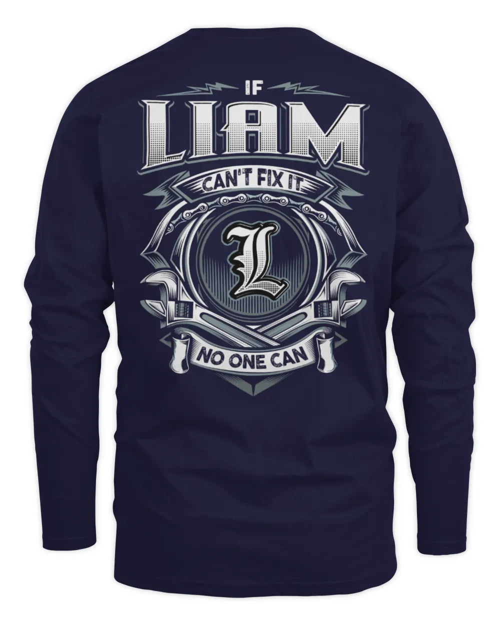 LIAM AP81-K4-626 - Personalized Ahmed Quote Apparel “If Ahmed Can't Fix It, No One Can” - Men's Long Sleeved T-Shirt - Navy