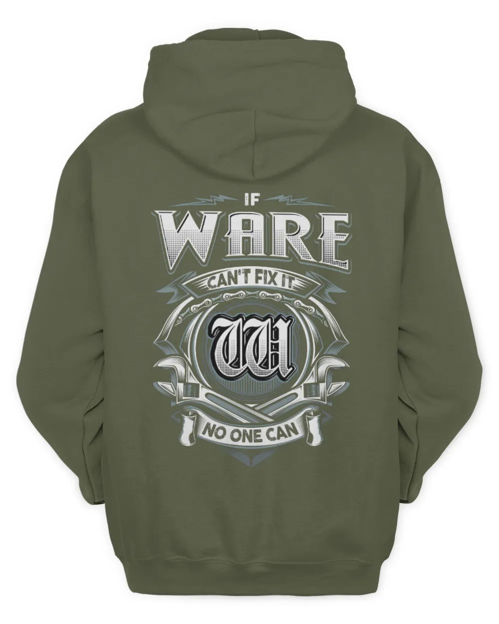 WARE AP81-K4-626 - Personalized Ahmed Quote Apparel “If Ahmed Can't Fix It, No One Can” - Unisex Hoodie - Military Green