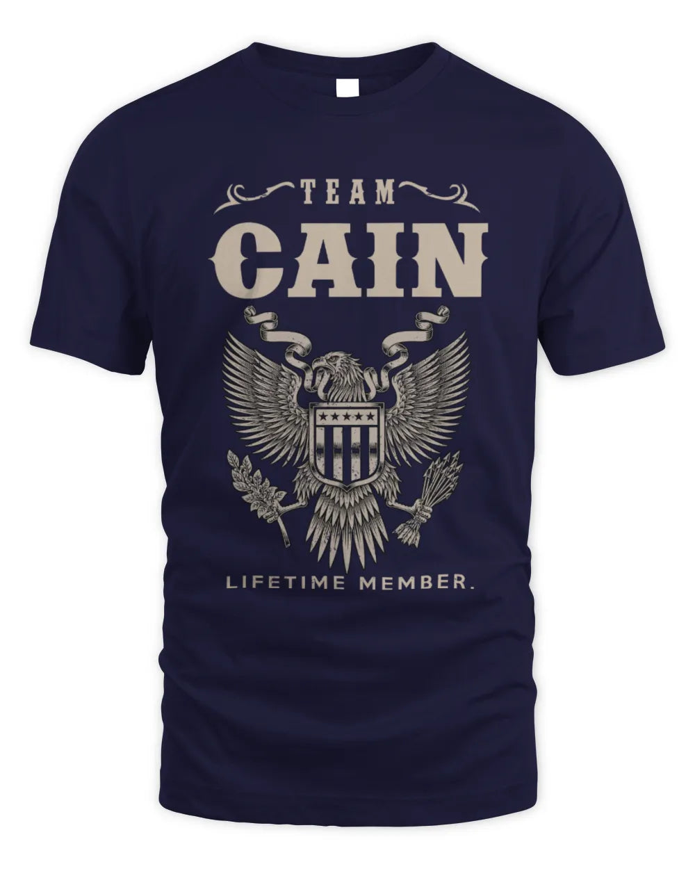 CAIN TP06-K82 – Personalized Classic Style Apparel “Team NAME Lifetime Member” - Unisex Standard T-Shirt - Navy
