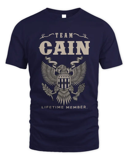 CAIN TP06-K82 – Personalized Classic Style Apparel “Team NAME Lifetime Member” - Unisex Standard T-Shirt - Navy