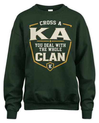 KA NT1-K008 Cross A/An NAME, You Deal With the Whole Clan | Personalized Vintage T-Shirt - Unisex Sweatshirt - Forest Green