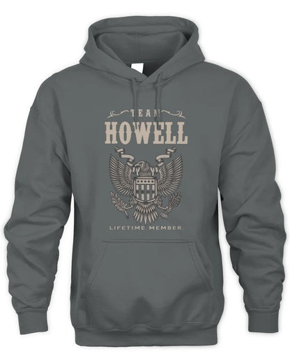 HOWELL TP06-K82 – Personalized Classic Style Apparel “Team NAME Lifetime Member” - Unisex Hoodie - Charcoal