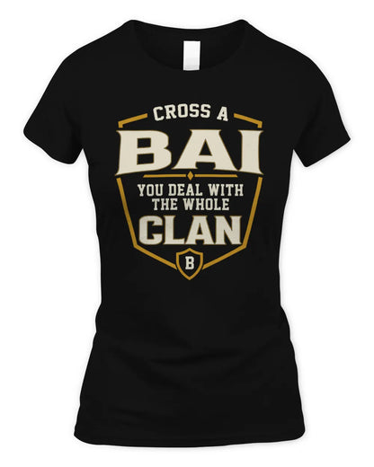BAI NT1-K008 Cross A/An NAME, You Deal With the Whole Clan | Personalized Vintage T-Shirt - Women's Standard T-Shirt - Black