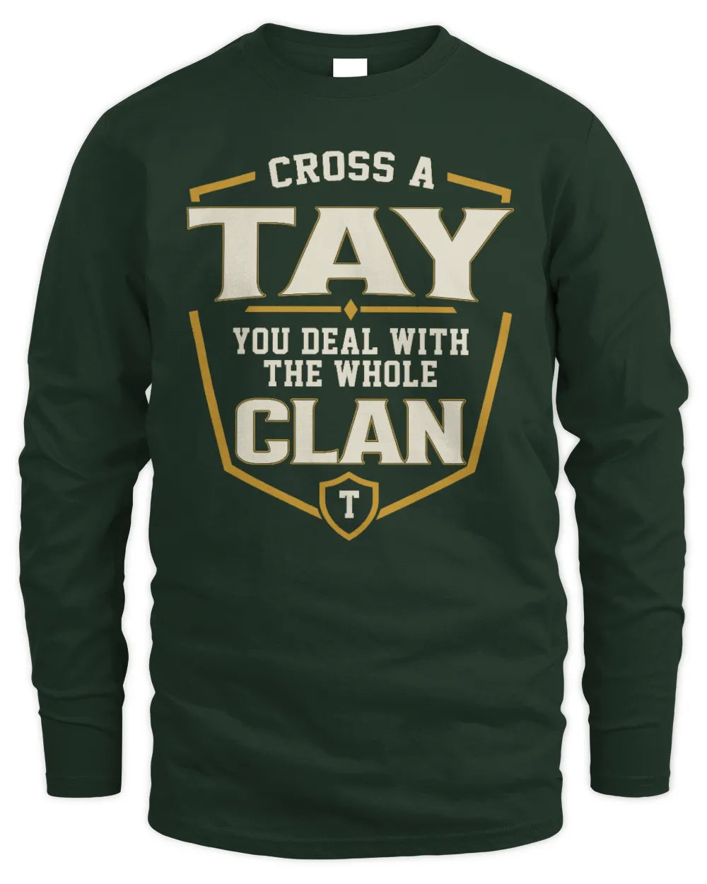 TAY NT1-K008 Cross A/An NAME, You Deal With the Whole Clan | Personalized Vintage T-Shirt - Men's Long Sleeved T-Shirt - Forest Green