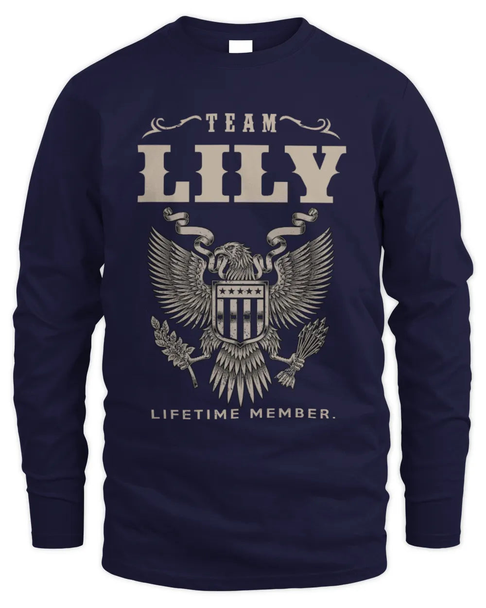 LILY TP06-K82 – Personalized Classic Style Apparel “Team NAME Lifetime Member” - Men's Long Sleeved T-Shirt - Navy