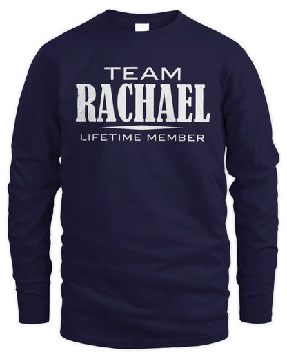 RACHAEL BL62-K4-128 - Personalized “Team NAME Lifetime Member” - Men's Long Sleeved T-Shirt - Navy