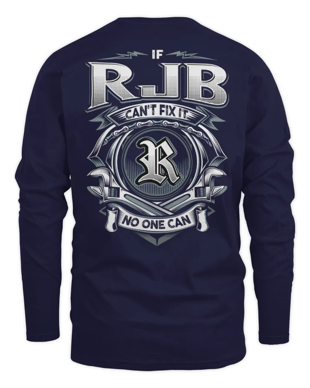 RJB AP81-K4-626 - Personalized Ahmed Quote Apparel “If Ahmed Can't Fix It, No One Can” - Men's Long Sleeved T-Shirt - Navy