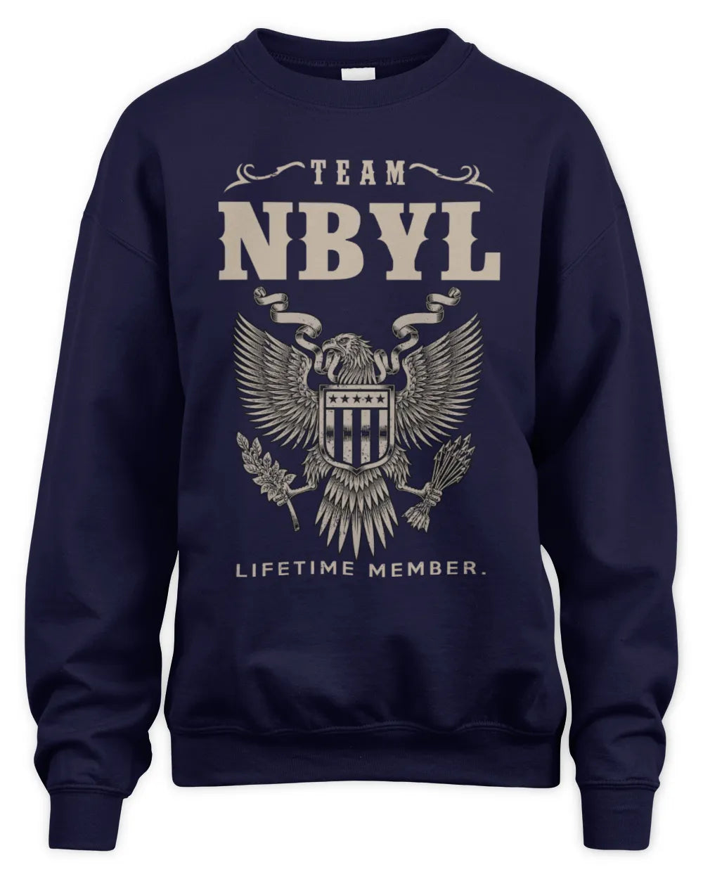 NBYL TP06-K82 – Personalized Classic Style Apparel “Team NAME Lifetime Member” - Unisex Sweatshirt - Navy