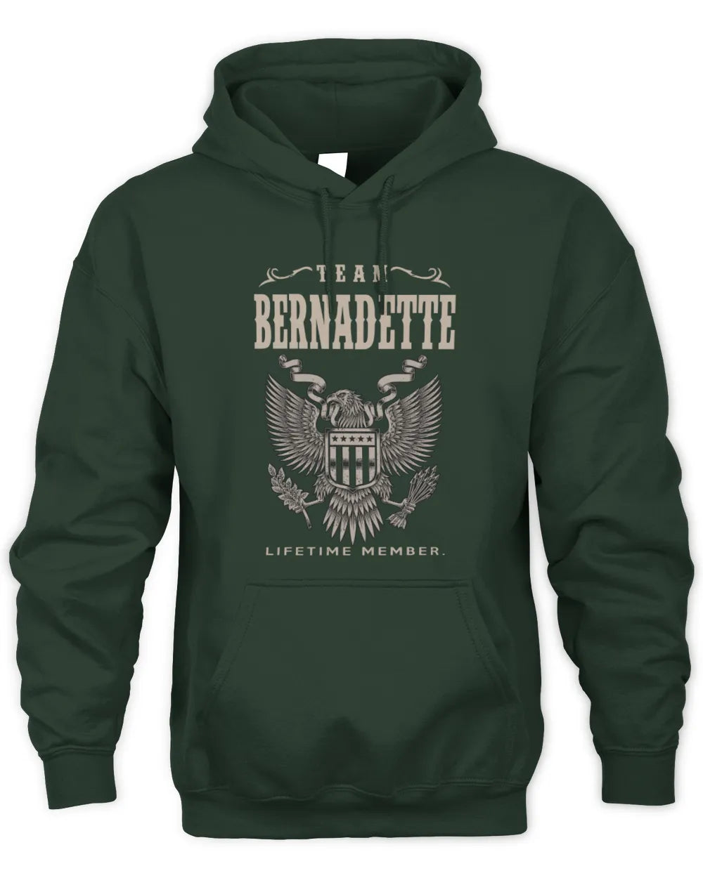 BERNADETTE TP06-K82 – Personalized Classic Style Apparel “Team NAME Lifetime Member” - Unisex Hoodie - Forest Green
