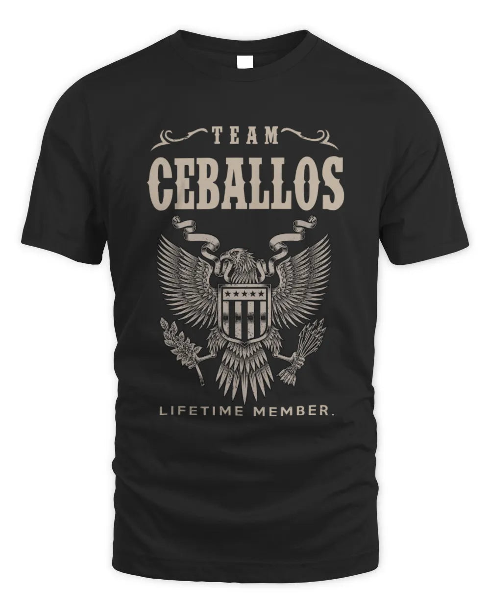 CEBALLOS TP06-K82 – Personalized Classic Style Apparel “Team NAME Lifetime Member” - Unisex Standard T-Shirt - Black
