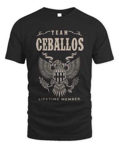 CEBALLOS TP06-K82 – Personalized Classic Style Apparel “Team NAME Lifetime Member” - Unisex Standard T-Shirt - Black