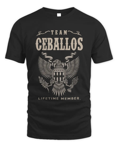 CEBALLOS TP06-K82 – Personalized Classic Style Apparel “Team NAME Lifetime Member” - Unisex Standard T-Shirt - Black