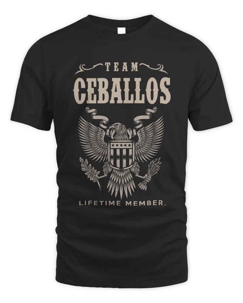 CEBALLOS TP06-K82 – Personalized Classic Style Apparel “Team NAME Lifetime Member” - Unisex Standard T-Shirt - Black