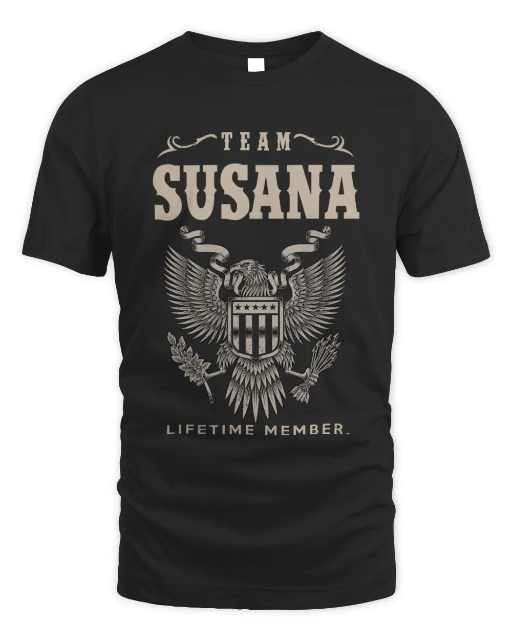 SUSANA TP06-K82 – Personalized Classic Style Apparel “Team NAME Lifetime Member” - Unisex Standard T-Shirt - Black