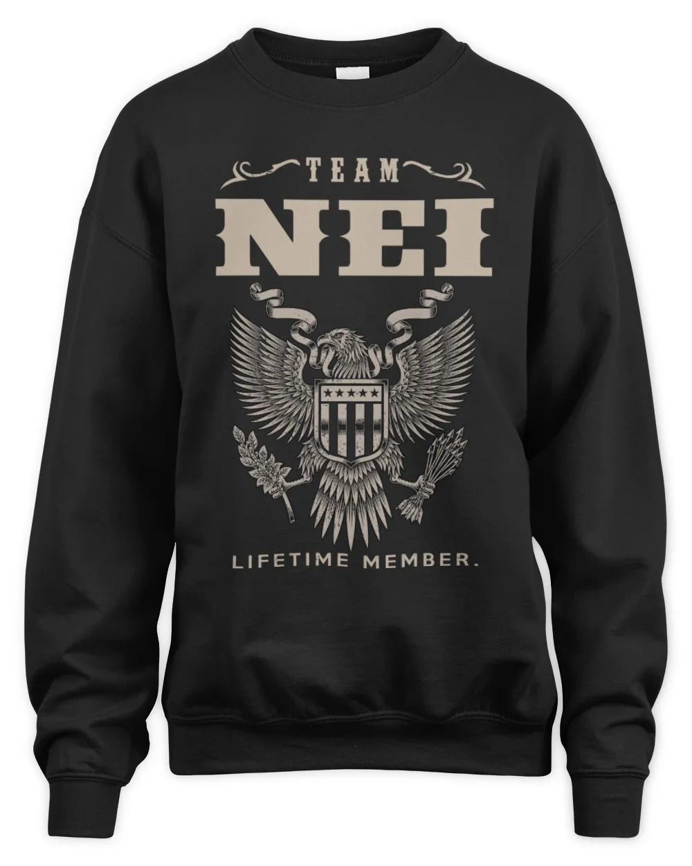NEI TP06-K82 – Personalized Classic Style Apparel “Team NAME Lifetime Member” - Unisex Sweatshirt - Black