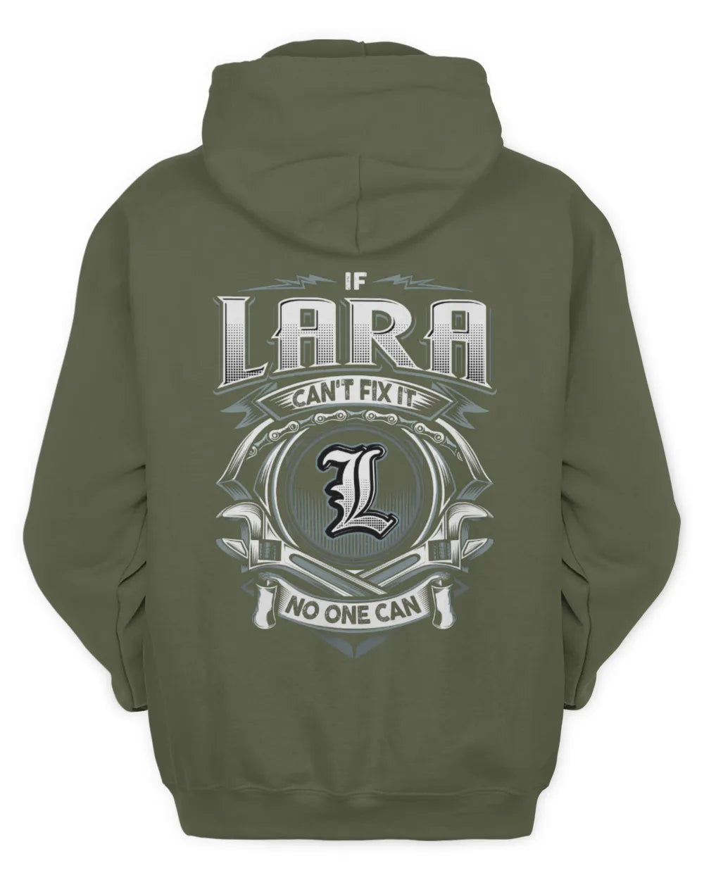 LARA AP81-K4-626 - Personalized Ahmed Quote Apparel “If Ahmed Can't Fix It, No One Can” - Unisex Hoodie - Military Green