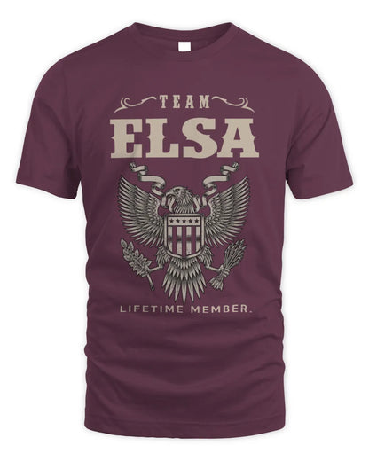 ELSA TP06-K82 – Personalized Classic Style Apparel “Team NAME Lifetime Member” - Unisex Standard T-Shirt - Maroon