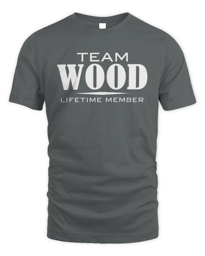 WOOD BL62-K4-128 - Personalized “Team NAME Lifetime Member” - Unisex Standard T-Shirt - Charcoal