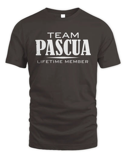 PASCUA BL62-K4-128 - Personalized “Team NAME Lifetime Member” - Unisex Standard T-Shirt - Dark Chocolate
