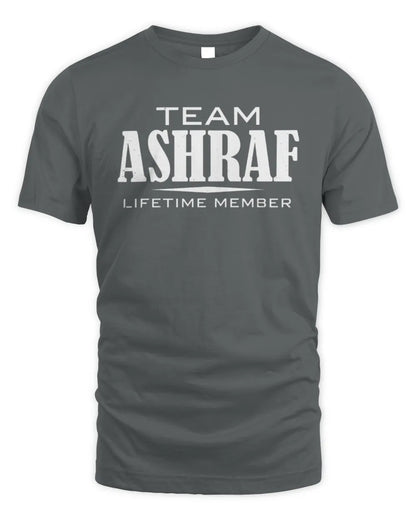 ASHRAF BL62-K4-128 - Personalized “Team NAME Lifetime Member” - Unisex Standard T-Shirt - Charcoal
