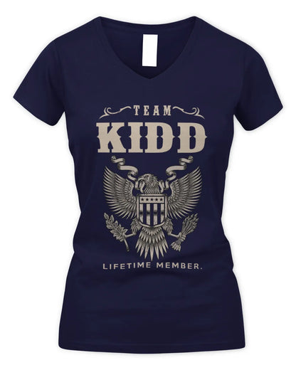 KIDD TP06-K82 – Personalized Classic Style Apparel “Team NAME Lifetime Member” - Women's V-Neck T-Shirt - Navy