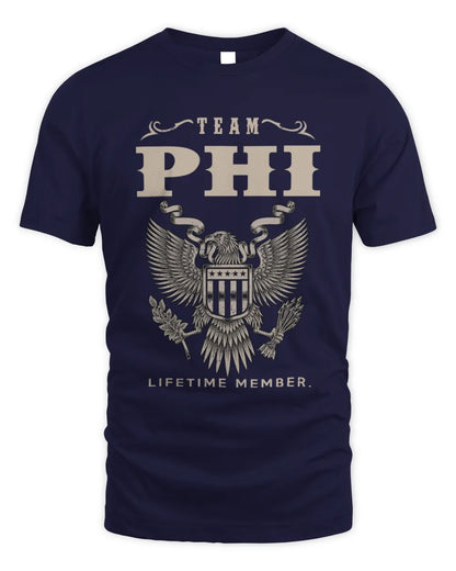 PHI TP06-K82 – Personalized Classic Style Apparel “Team NAME Lifetime Member” - Unisex Standard T-Shirt - Navy