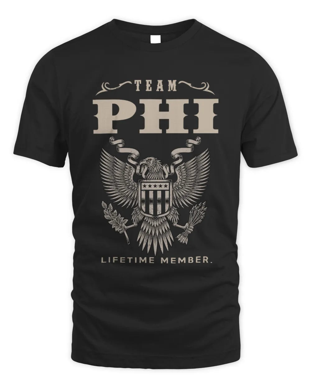 PHI TP06-K82 – Personalized Classic Style Apparel “Team NAME Lifetime Member” - Unisex Standard T-Shirt - Black