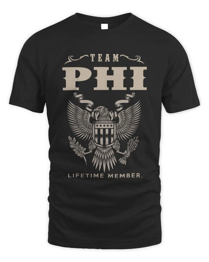 PHI TP06-K82 – Personalized Classic Style Apparel “Team NAME Lifetime Member” - Unisex Standard T-Shirt - Black