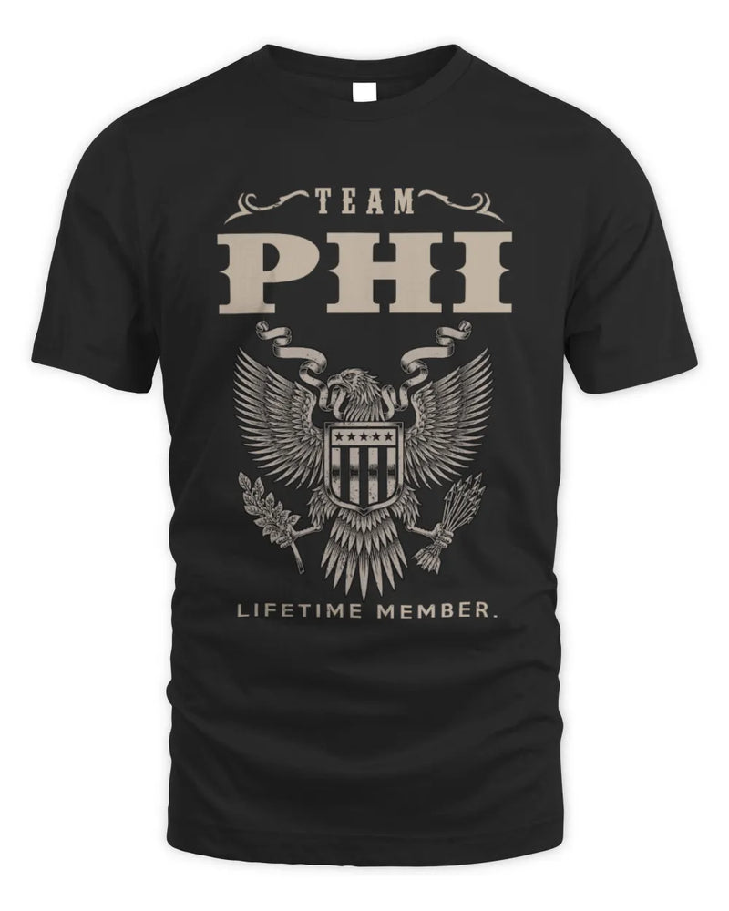 PHI TP06-K82 – Personalized Classic Style Apparel “Team NAME Lifetime Member” - Unisex Standard T-Shirt - Black