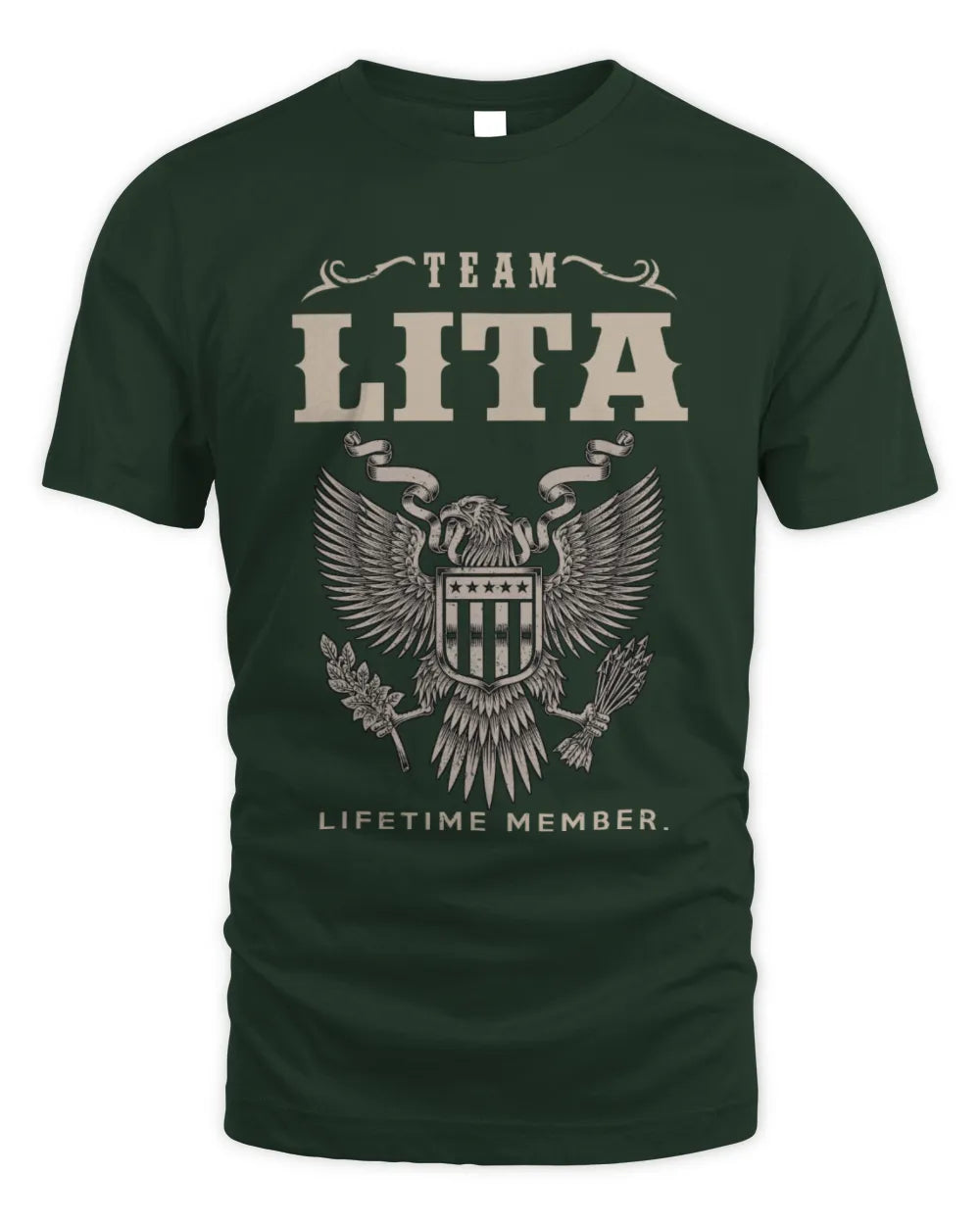 LITA TP06-K82 – Personalized Classic Style Apparel “Team NAME Lifetime Member” - Unisex Standard T-Shirt - Forest Green