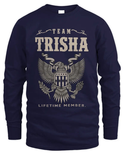 TRISHA TP06-K82 – Personalized Classic Style Apparel “Team NAME Lifetime Member” - Men's Long Sleeved T-Shirt - Navy