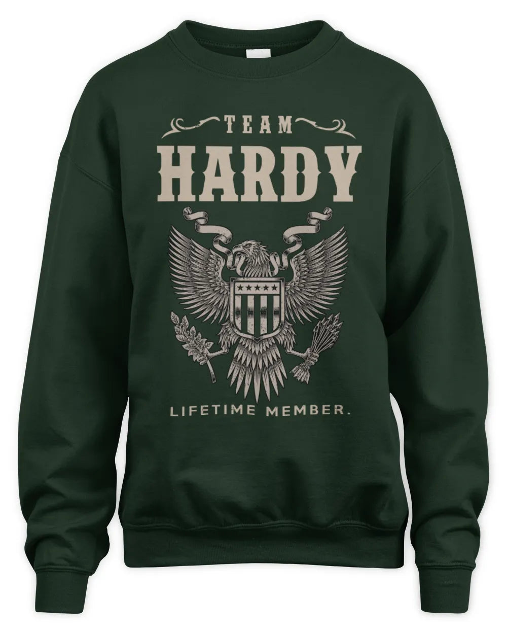 HARDY TP06-K82 – Personalized Classic Style Apparel “Team NAME Lifetime Member” - Unisex Sweatshirt - Forest Green