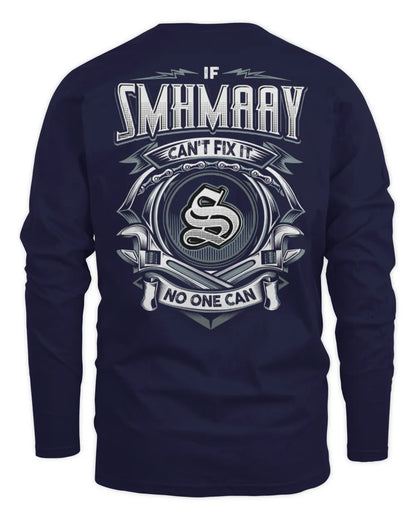 SMHMAAY AP81-K4-626 - Personalized Ahmed Quote Apparel “If Ahmed Can't Fix It, No One Can” - Men's Long Sleeved T-Shirt - Navy