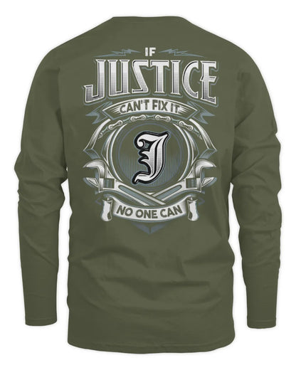 JUSTICE AP81-K4-626 - Personalized Ahmed Quote Apparel “If Ahmed Can't Fix It, No One Can” - Men's Long Sleeved T-Shirt - Military Green