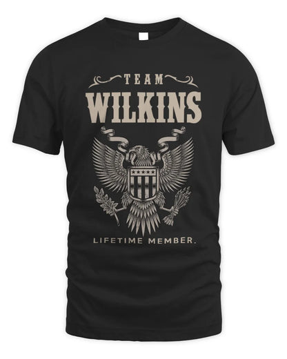 WILKINS TP06-K82 – Personalized Classic Style Apparel “Team NAME Lifetime Member” - Unisex Standard T-Shirt - Black