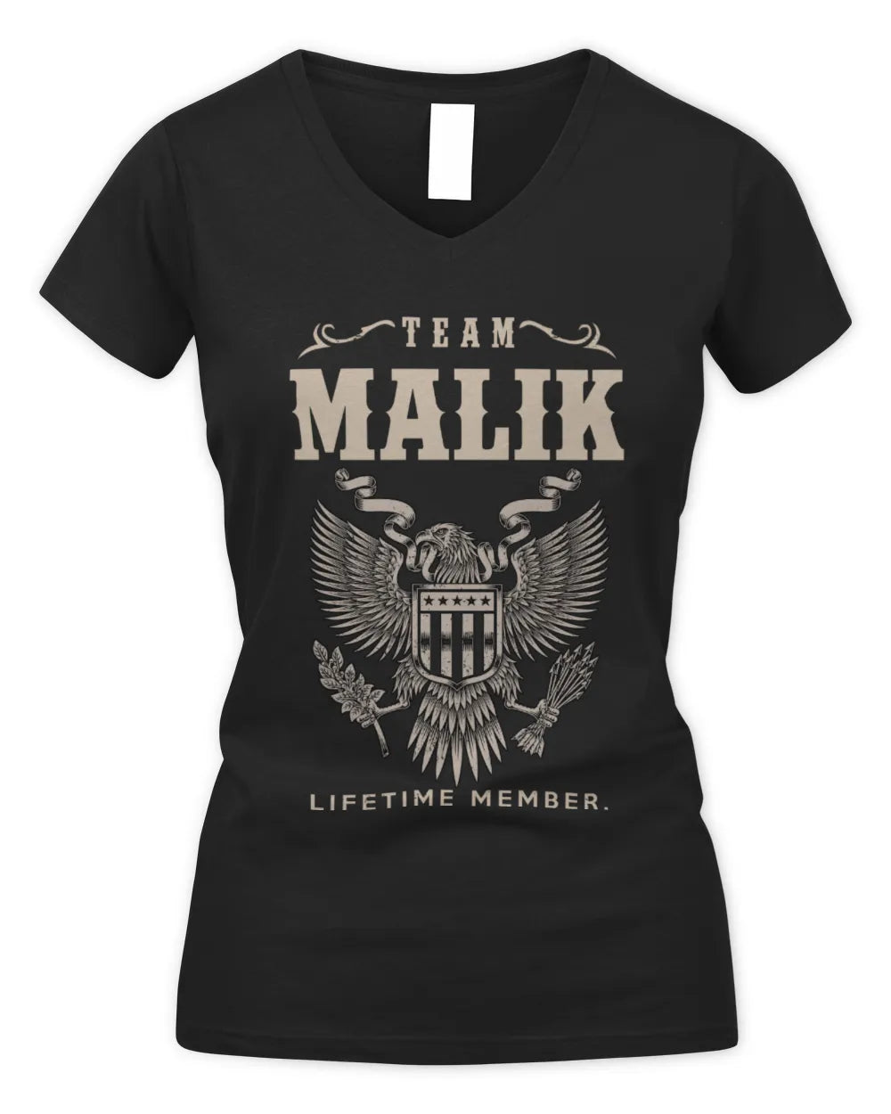 MALIK TP06-K82 – Personalized Classic Style Apparel “Team NAME Lifetime Member” - Women's V-Neck T-Shirt - Black