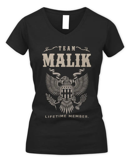 MALIK TP06-K82 – Personalized Classic Style Apparel “Team NAME Lifetime Member” - Women's V-Neck T-Shirt - Black
